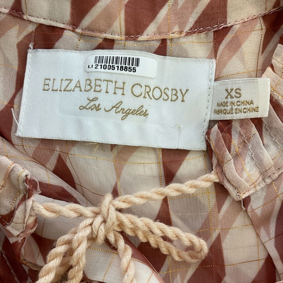 Elizabeth Cosby Women's Sheer Cream Geometric Print Blouse, size XSmall - Picture 10 of 13